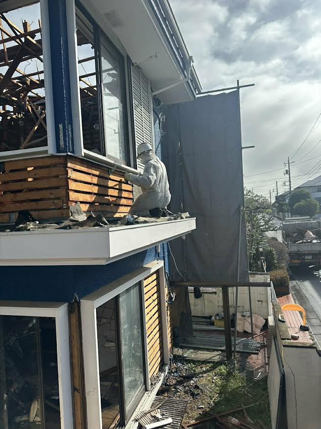 2026/03/20の解体状況：アスベストレベル３撤去、１養生、２湿潤化、３保護具着用、４手壊し、５分別適正処理